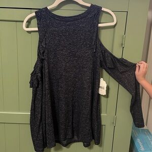 Altar'd State Cold Shoulder Charcoal Knit Top NWT